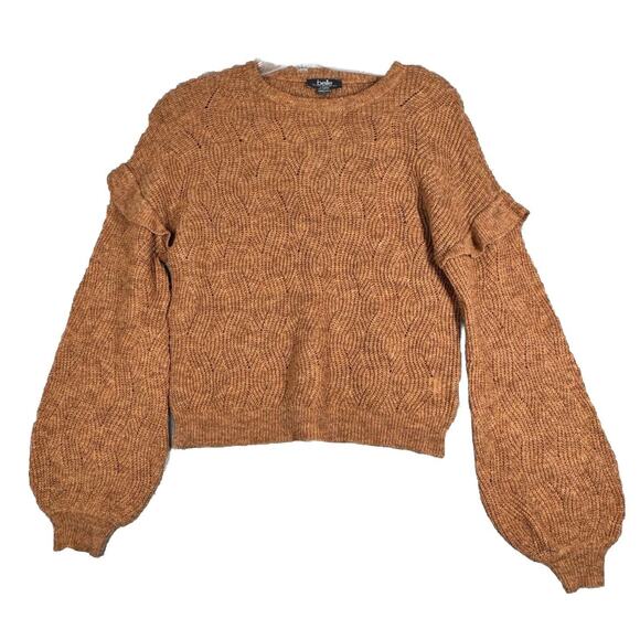 Belle by Belldini Sweater Womens Large Brown Chunky Knit Boho Neutral Minimalist - Picture 2 of 10